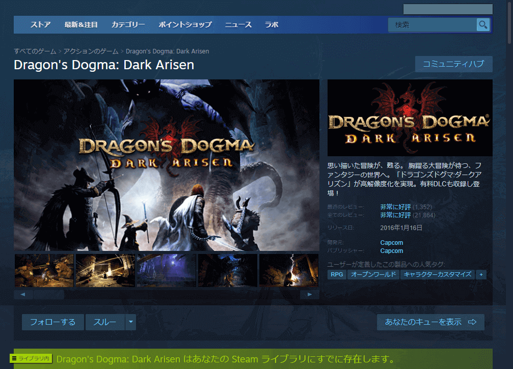 Steam 版 Dragon's Dogma: Dark Arisen ゲームプレイ最適化メモ、Steam 版 Dragon's Dogma: Dark Arisen 基本情報