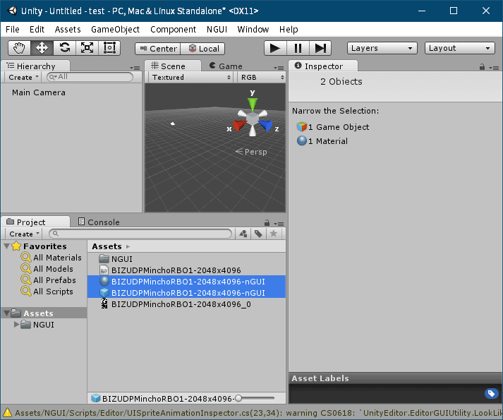 PC ゲーム リメイク版 Shadowgate（2014）で日本語を表示する方法、PC ゲーム リメイク版 Shadowgate（2014）日本語フォント作成方法、Unity ゲームエンジンで nGUI フォント作成、Unity の Project タブにある Assets フォルダに BMFont（Bitmap Font Generator）で作成した png と fnt ファイルをドラッグアンドドロップでインポート、追加した png ファイル（ファイル名末尾～_0）を選択して、Inspector タブを開き設定変更、Texture Type を Texture から Advanced に変更、Default タブにある Max Size を png ファイル縦横サイズの最大値を設定（2048x4096 の場合は 4096 に設定、4096 以上の設定は不可）、Shadowgate（2014）オリジナル nGUI テクスチャフォーマットと同じ仕様に合わせる場合は Default タブにある Format を RGBA 32bit、Generate Mip Maps のチェックマークを外す、Wrap Mode を Clamp に、Filter Mode を Trilinear、Aniso Level を 4 に設定して Apply ボタンをクリック後、インポートした png のサイズおよび設定が変更、インポートした png ファイル設定変更後 メニュー NGUI → Open the Font Maker をクリック、Font Maker 画面で Type が Bitmap になっている状態で、Font Data にインポートした fnt ファイルを、Texture にインポートした png ファイルをドラッグアンドドロップ、Output にある Font Name に任意のファイル名（ここではインポート元のファイル名の末尾に -nGUI 追加）を入力して Create a Font without an Atlas ボタンをクリック、Project タブの Assets フォルダに Font Maker の Font Name に設定した 2つのファイルが生成