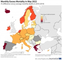 excess mortality across Europe in May 2022