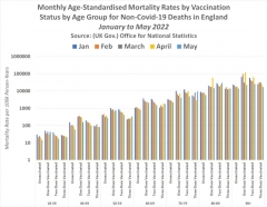 Mortality Rates are lowest among the Unvaccinated in all age-groups