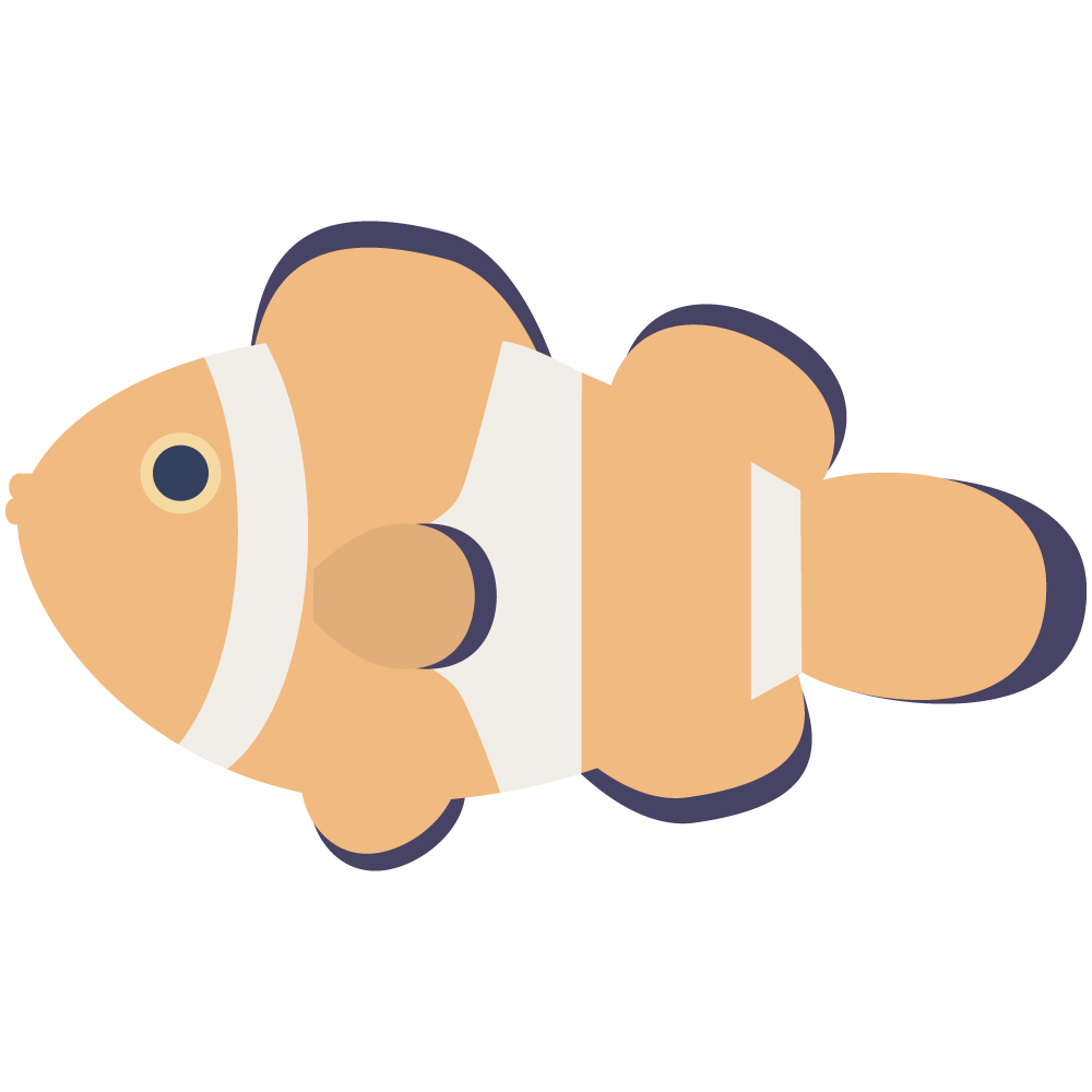 シンプルでフラットなオレンジの海水魚カクレクマノミのイラスト