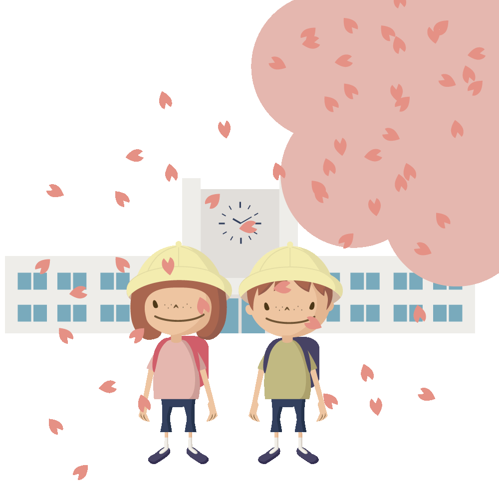 シンプルでかわいい桜が舞っている小学校の入学式のGIFアニメ素材
