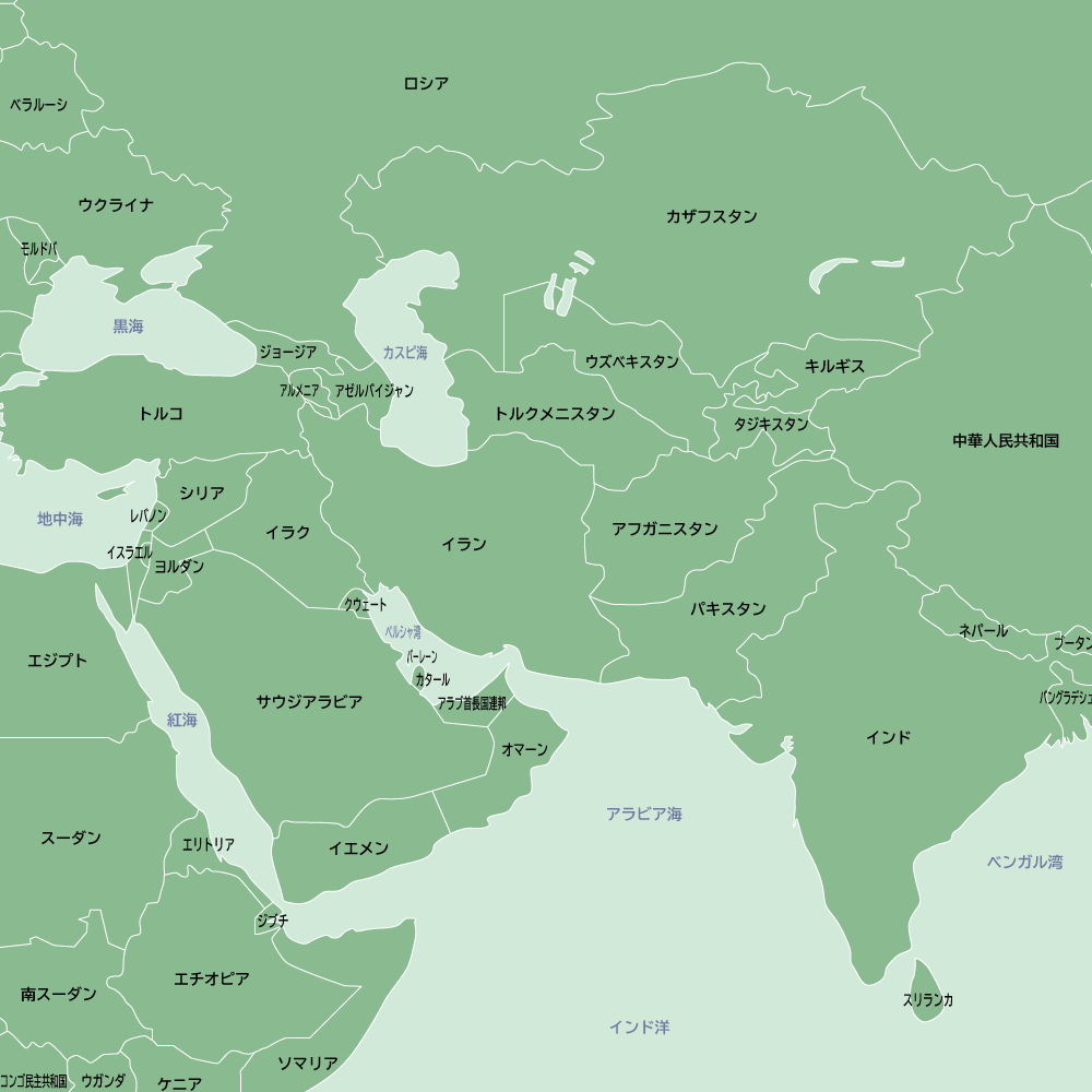 シンプルで見やすい中東アフガニスタン周辺の地図素材