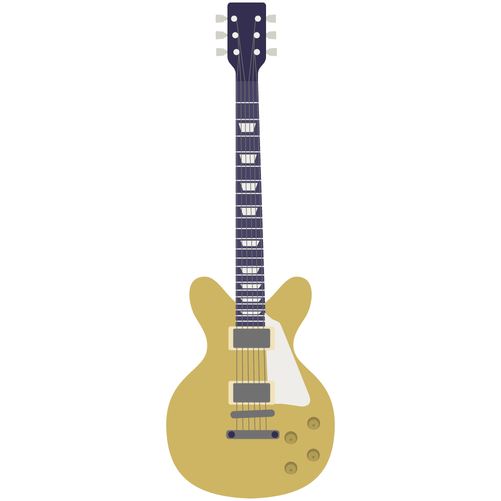 シンプルでフラットな黄色いギターの素材