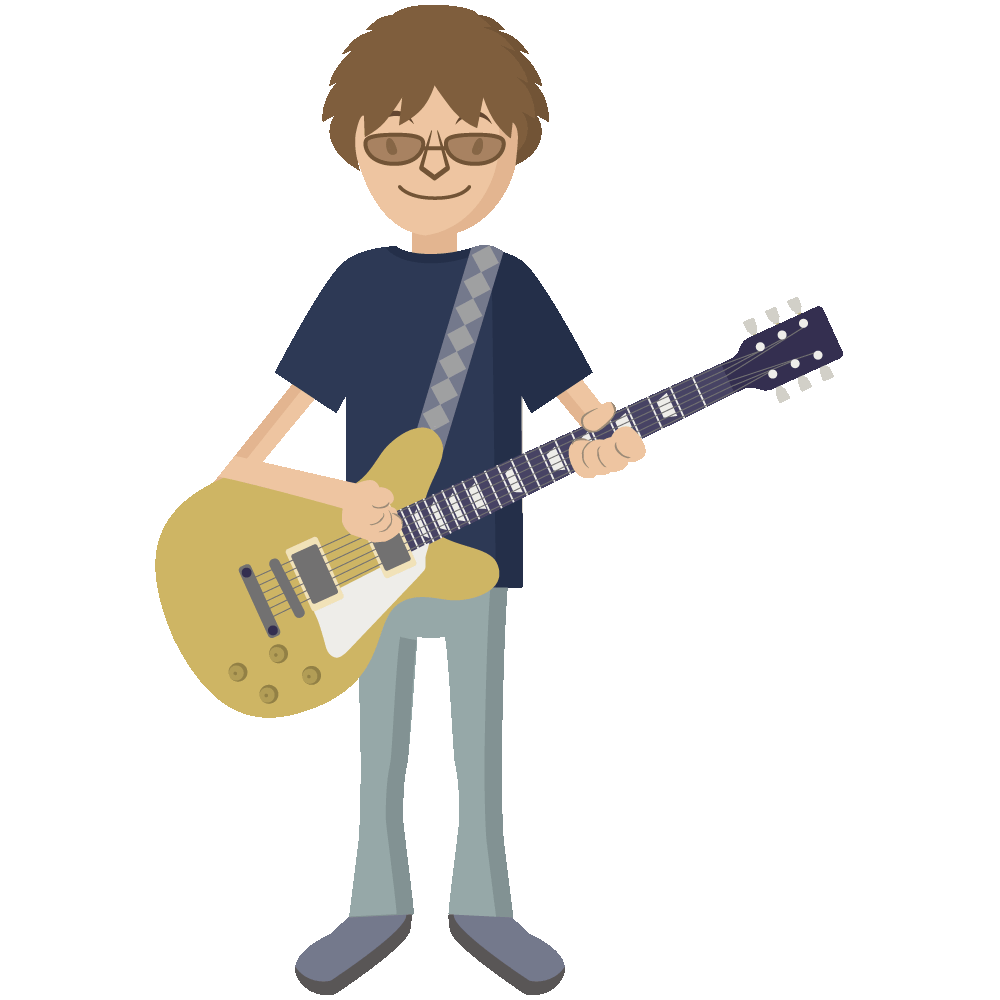 シンプルでかわいいギターを弾いているのサングラスをかけた男性のGIFアニメ素材