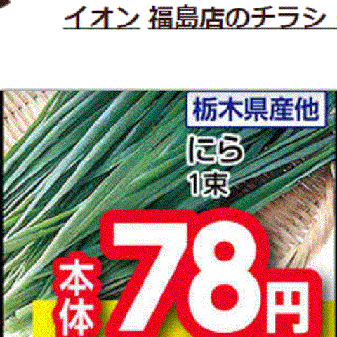 他県産はあっても福島産ニラがない福島県福島市のスーパーのチラシ