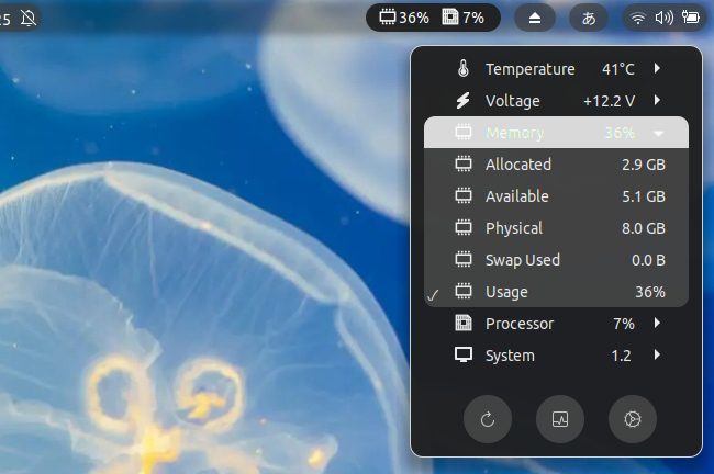 Vitals - GNOME Shell 拡張機能