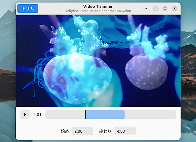 Video Trimmer 開始時間と終了時間